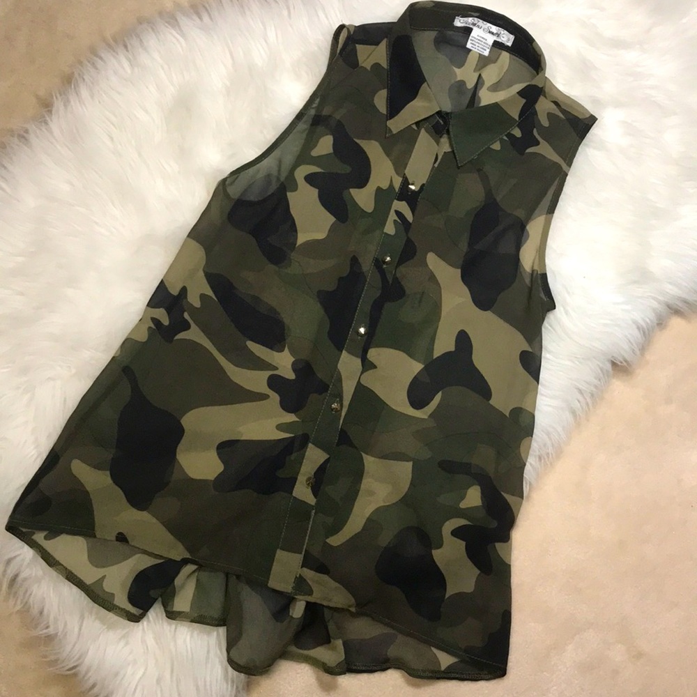Army print + plain black blouses - Picture 2 of 6